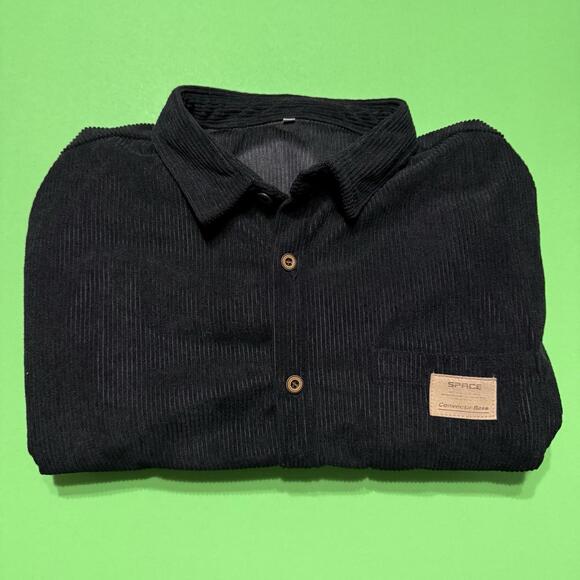 SHEIN Other - Manfinity SHEIN Corduroy Bottom Up Shirt Black Mens Size XL